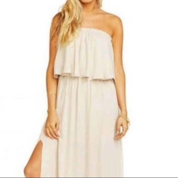 NWT Show Me Your Mumu Hacienda Maxi Dress SMALL Show Me The Ring Crisp beige - Picture 3 of 12